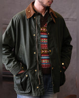 Waxed Cotton Hunting Jacket – worn open by model