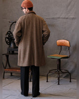 Houndstooth Wool Balmacaan Coat in coffee – back view, raglan sleeves