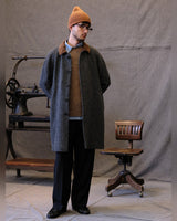 Houndstooth Wool Balmacaan Coat in grey – worn by model