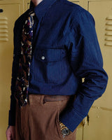 Workwear Striped Shirt-Navy LabourUnionClothing