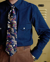Workwear Striped Shirt-Navy LabourUnionClothing