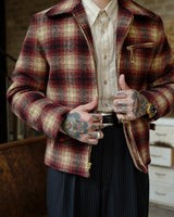 LabourUnion-handmade-clothing-american-retro-vintage-style-menswear-Burgundy-Full-Plaid-Sports-Jacket