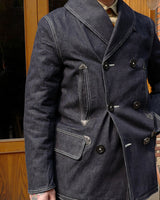 LabourUnion-handmade-clothing-american-retro-vintage-style-menswear-US-navy-1930s-Denim-Shawl-Peacoat