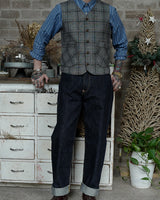 LabourUnion-handmade-clothing-american-retro-vintage-style-menswear-vest-Grey-Check-Vest