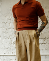 Labourunion-clothing-handemade-american-retro-vintage-style-menswear-tops-LU140_Orange_Fly_Coallr_Buttonless_jersey_Shirt