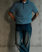 Pique Striped Polo Shirt LabourUnionClothing