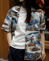 Labourunion_clothing_handemade_american_retro_vintage_style_menswear_ Surf_Burgers_Beach_Sky_Blue_Aloha_Shirt