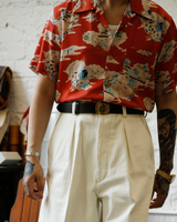 Labourunion_clothing_handemade_american_retro_vintage_style_menswear_Noh_Mask_kagura_Okina_Red_Aloha_Shirt