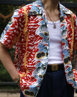 Labourunion_clothing_handemade_american_retro_vintage_style_menswear_Taraxacum_Red&Blue_Aloha_Shirt