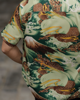 Labourunion_clothing_handemade_american_retro_vintage_style_menswear_Ukiyo-e_Mountain_Falcon_Green_Aloha_Shirt