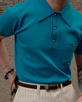 Labourunion_clothing_handemade_american_retro_vintage_style_menswear_tops_50s_greenbook_LakeBlue_Polo_Shirt