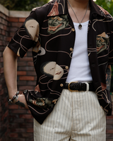 Labourunion_clothing_handemade_american_retro_vintage_style_menswear_tops_Noh_Mask_BLK_Aloha_Shirt