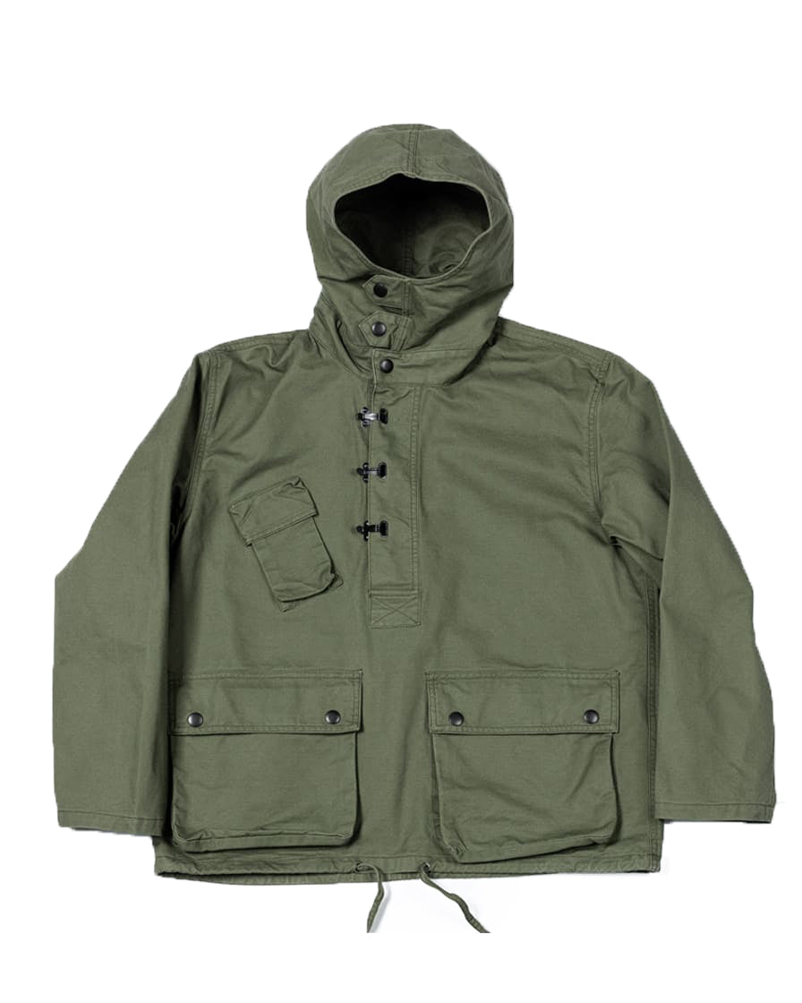 Hooded Deck Smock Hook-buttoned Closure | LabourUnionClothing