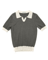 Two Tone Buttonless Polo Shirt