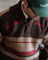 Striped Shawl Collar Jumper Labour Union Clothing