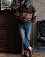 Striped Shawl Collar Jumper Labour Union Clothing
