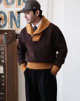 Two-tone Shawl Collar Jumper
