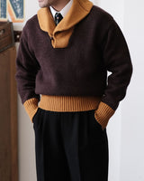 Two-tone Shawl Collar Jumper