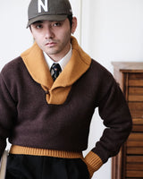 Two-tone Shawl Collar Jumper
