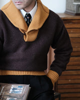 Two-tone Shawl Collar Jumper