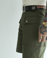 Labourunion-clothing-handemade-american-retro-vintage-style-menswear-bottoms-P44S_Army_Back_Pockets_Olive_Shorts