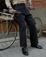 Pantalon en denim à fines rayures