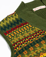 Fair Isle Sleeveless Shawl Collar Cardigan LabourUnionClothing