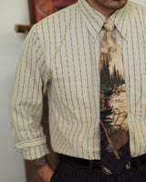 80's Worsted Wool Tie 'Fly-fishing Painting' LabourUnionClothing