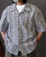 Seersucker check Cuban collar embroidered shirt – view 2