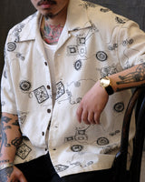 White embroidered Cuban collar shirt – view 3