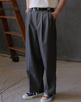High-waisted pleated wool-blend trousers – view 10