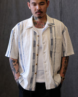 Blue jacquard stripe Cuban collar shirt – view 2