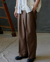 High-waisted pleated wool-blend trousers – view 2