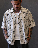 Wheat embroidered white Cuban collar shirt – view 2