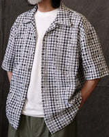 Seersucker check Cuban collar embroidered shirt – view 4