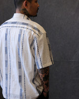 Blue jacquard stripe Cuban collar shirt – view 3