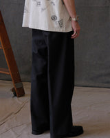 Black high-waisted pleated wool-blend trousers – view 4