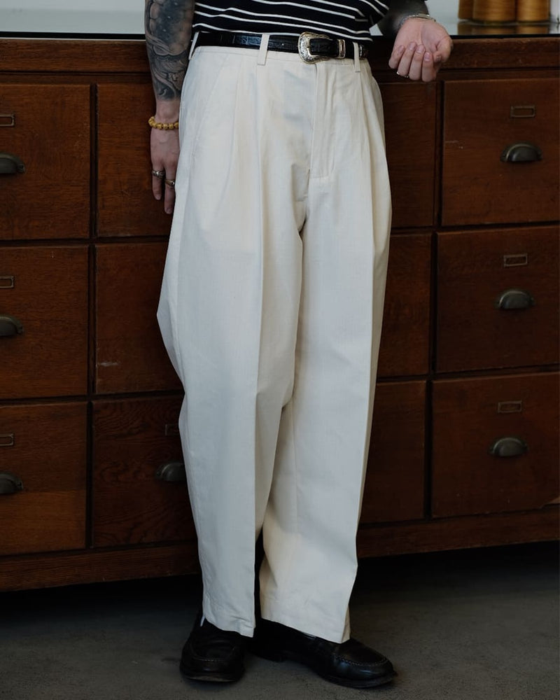 HBT Pleated Trousers White