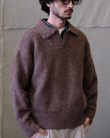 Polo Jumper Buttonless Collar Felted Wool-blend