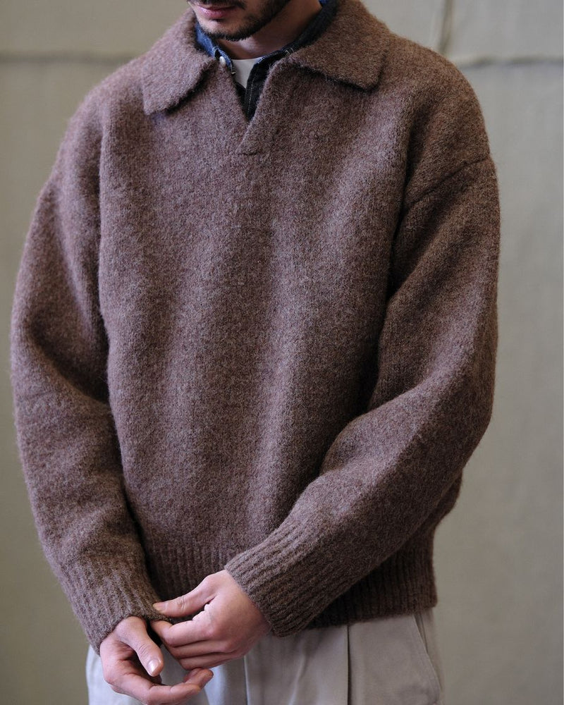 Polo Jumper Buttonless Collar Felted Wool-blend