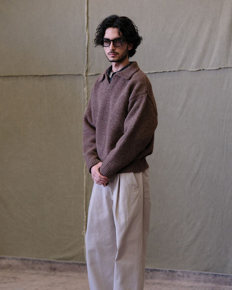 Polo Jumper Buttonless Collar Felted Wool-blend