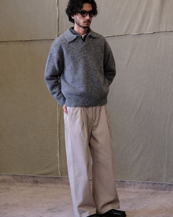 Polo Jumper Buttonless Collar Felted Wool-blend