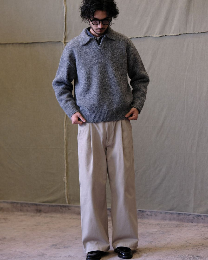 Polo Jumper Buttonless Collar Felted Wool-blend