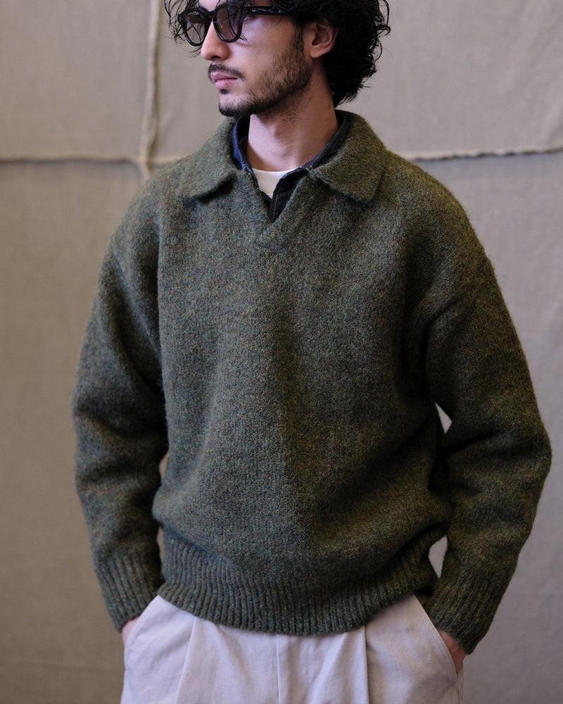 Polo Jumper Buttonless Collar Felted Wool-blend