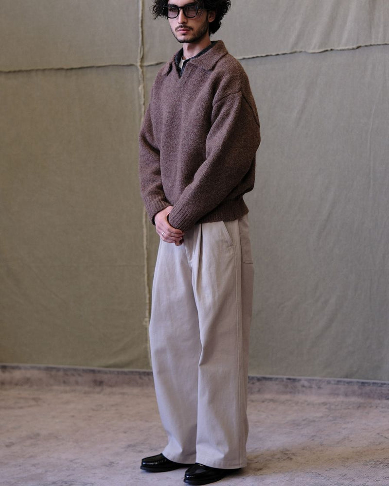 Polo Jumper Buttonless Collar Felted Wool-blend