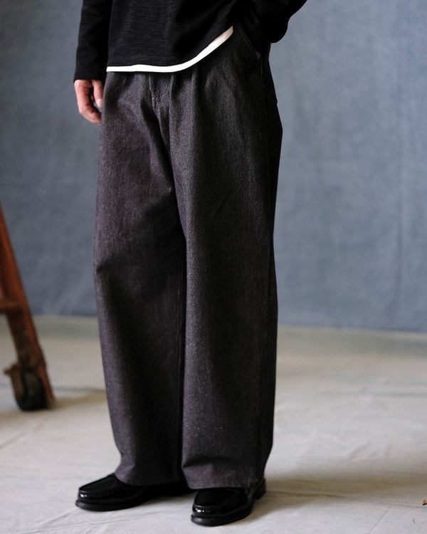 Pantalon de travail plissé en coton flammé - « Bleu de travail »