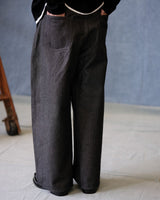 Pleated Workwear Pants Slub Cotton - 'Work Blues'