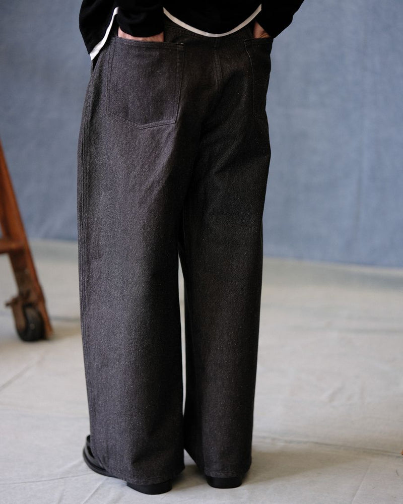 Pleated Workwear Pants Slub Cotton - 'Work Blues'
