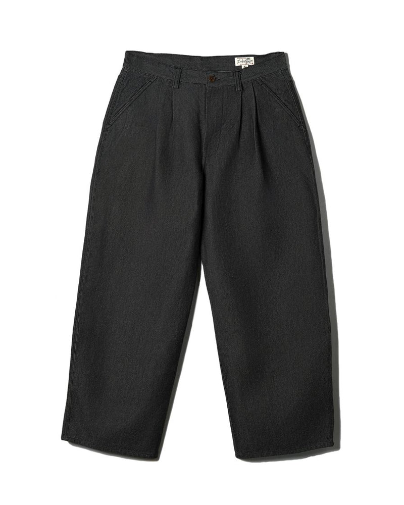 Pleated Workwear Pants Slub Cotton - 'Work Blues'