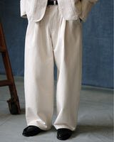 Pleated Workwear Pants Slub Cotton - 'Work Blues'